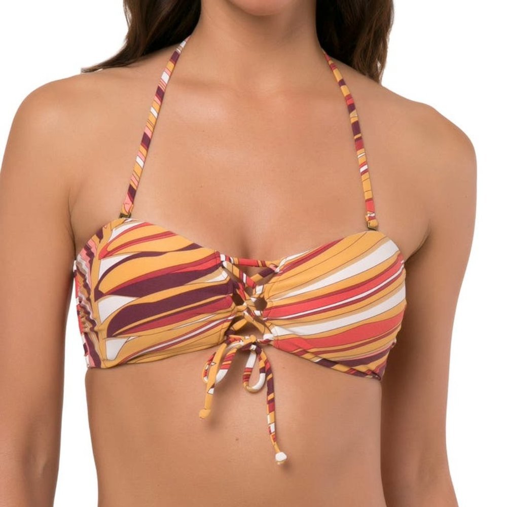 NEW O'Neill Anacapa Bandeau Lace Front Bikini Top